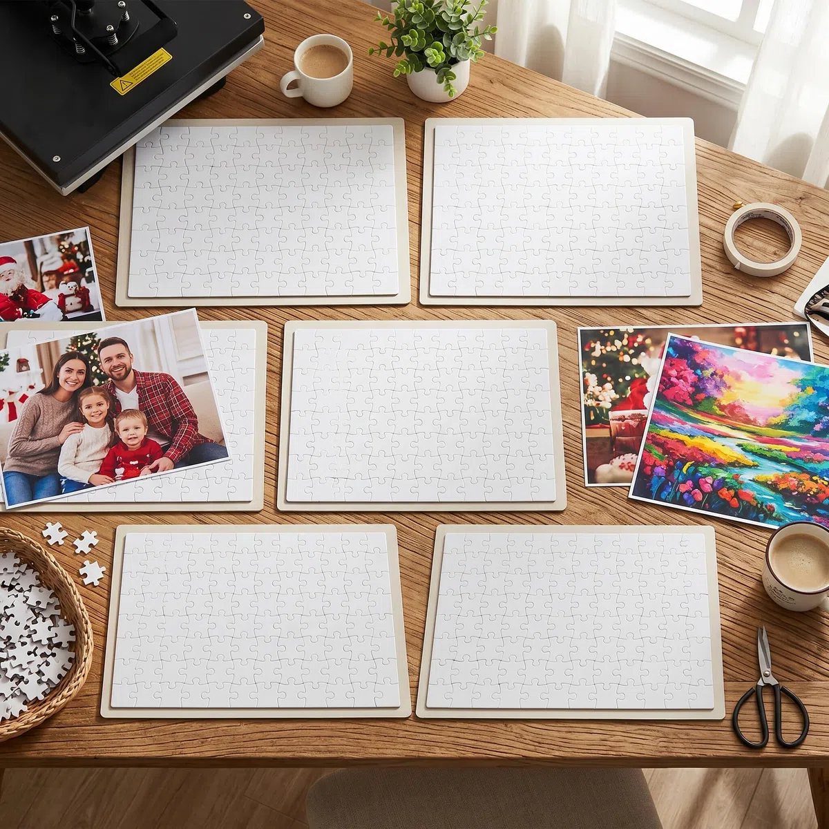10 Set Puzzle Vuoti Sublimazione Puzzle Vuoti Puzzle Trasferimento Bianco Artigianato per Forniture Fatte a Mano 7,87 X 11,42 Pollici