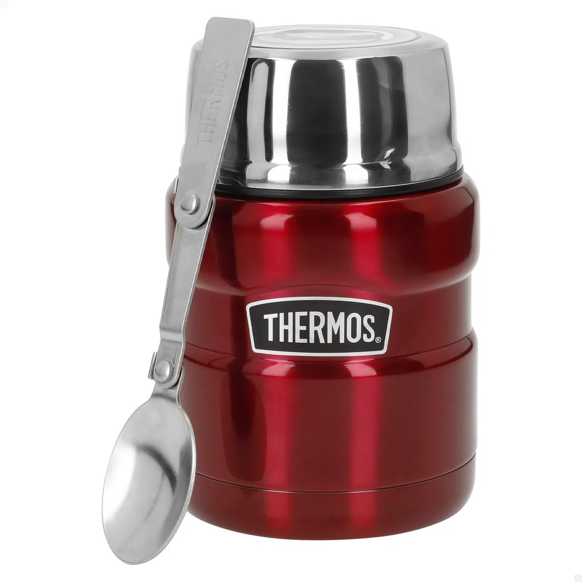 Thermos Stainless King Food Jar 0,47 l, Contenitore Termico in Acciaio Inox con Cucchiaio, Caldo per 6 Ore/Freddo 24 Ore, Assolutamente ermetico per zuppe, Cereali, Contenitore Termico per Cibo,