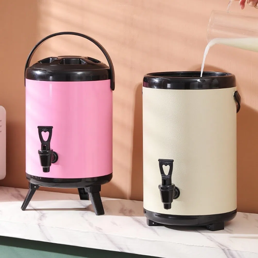Secchiello da tè isolato per bevande calde e fredde con rubinetto in resina (10L bianco)
