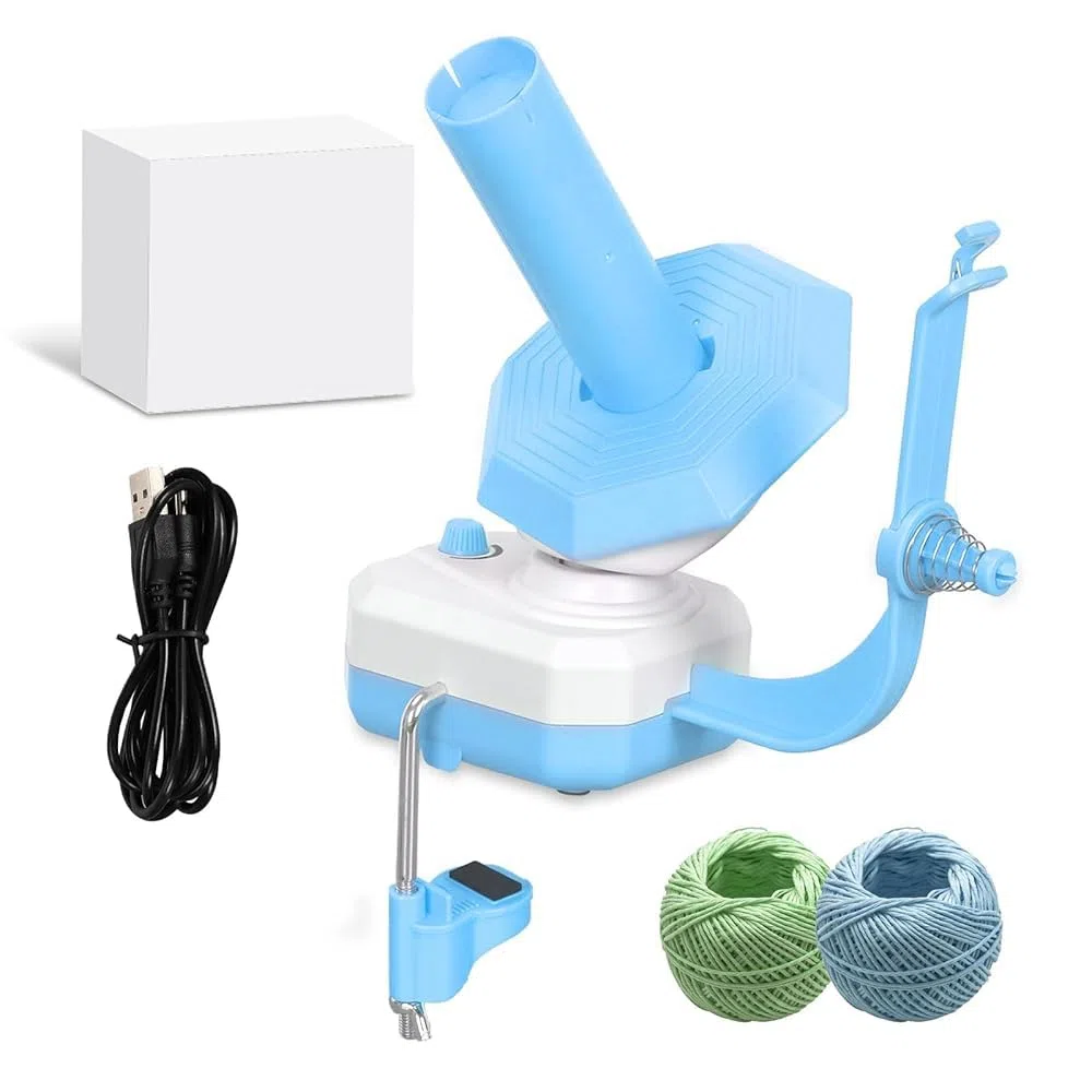 Elettrico Avvolgitore Per Palline Di Filato, Avvolgitore Per Gomitoli Di Filato, Avvolgitore A Sfera, Design A Doppia Molla, Carica Automatica, Può Avvolgere Fino A 10 Once Di Filato (Blu)