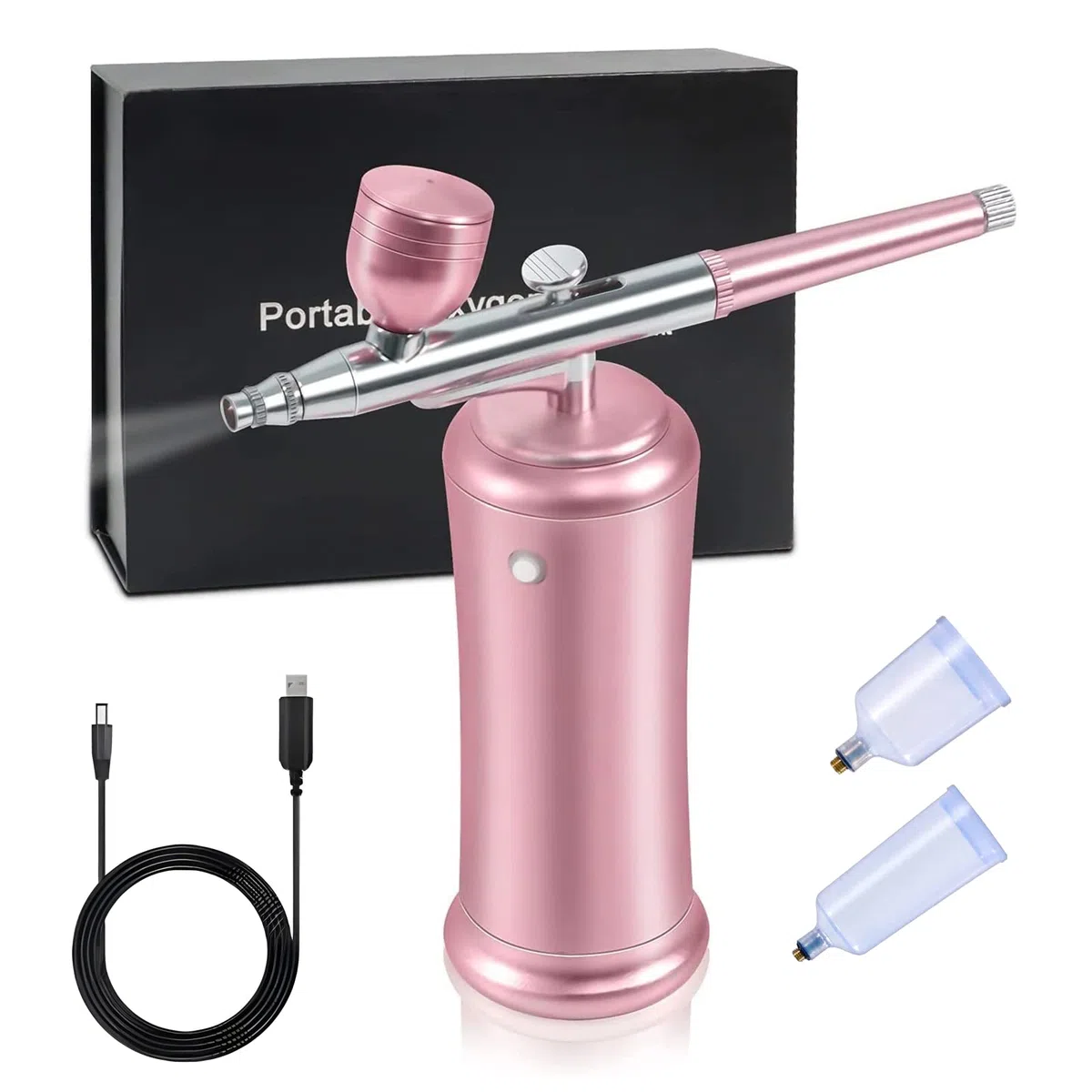 RoseFlower Aerografo Professionale, 30PSI aerografo con Compressore, Aerografo Manuale per Torte, Kit Aerografo Senza Fili USB Ricaricabile per modellismo,Make up,Decorare Torte,Unghie#4