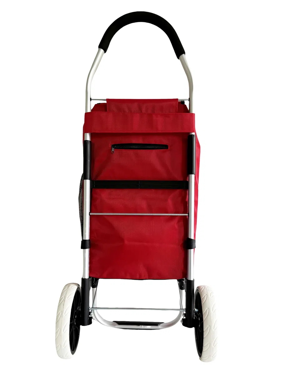 Carrello spesa 2 Ruota Grande robusto telaio in alluminio e borsa in tela impermeabile rimovibile ideale per lo shopping comodo e pratico (Rosso, 2 Ruota)