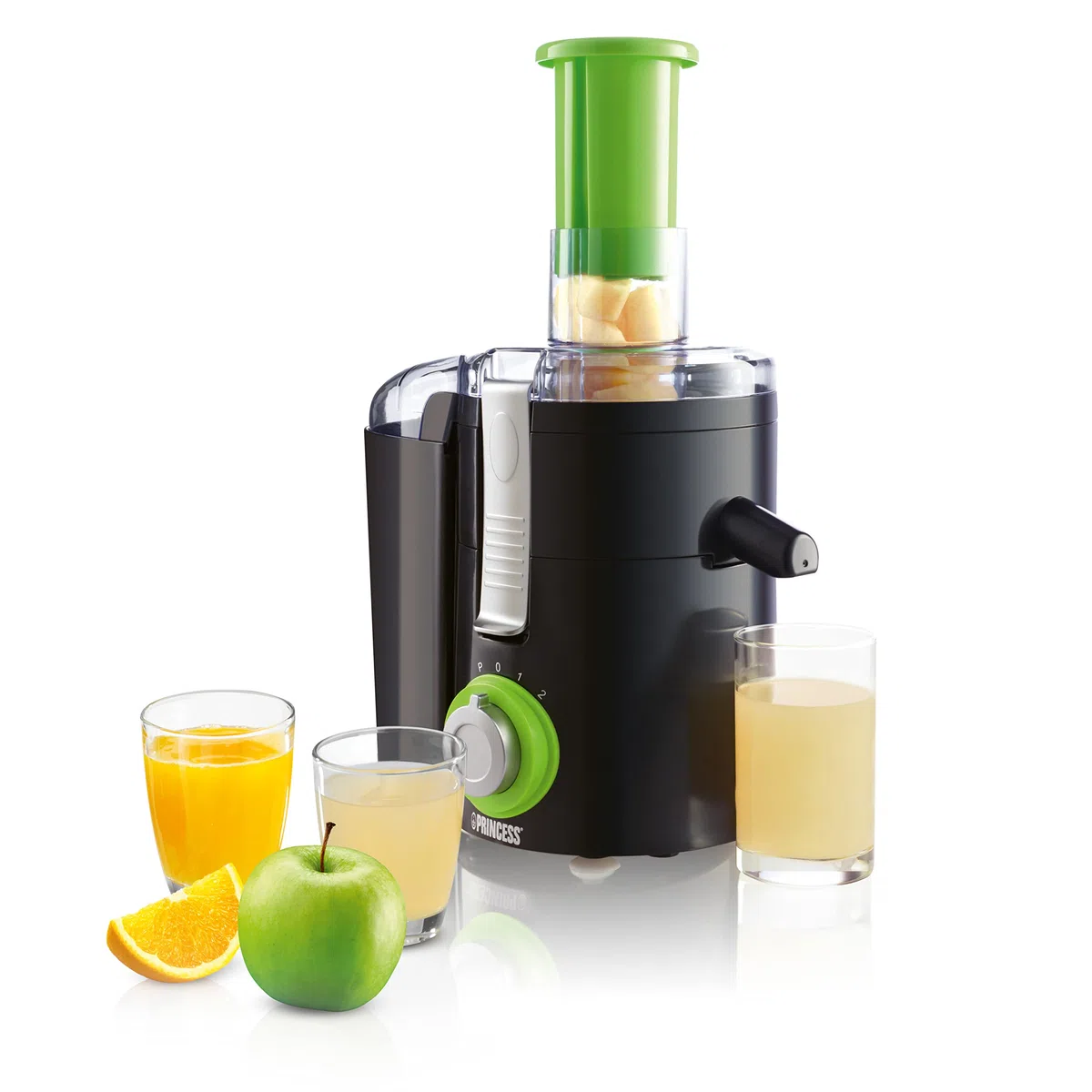 Princess Centrifuga Elettrica per Frutta e Verdura 202040, 250 W, 85 Decibel, plastica, 2 Velocità, Nero