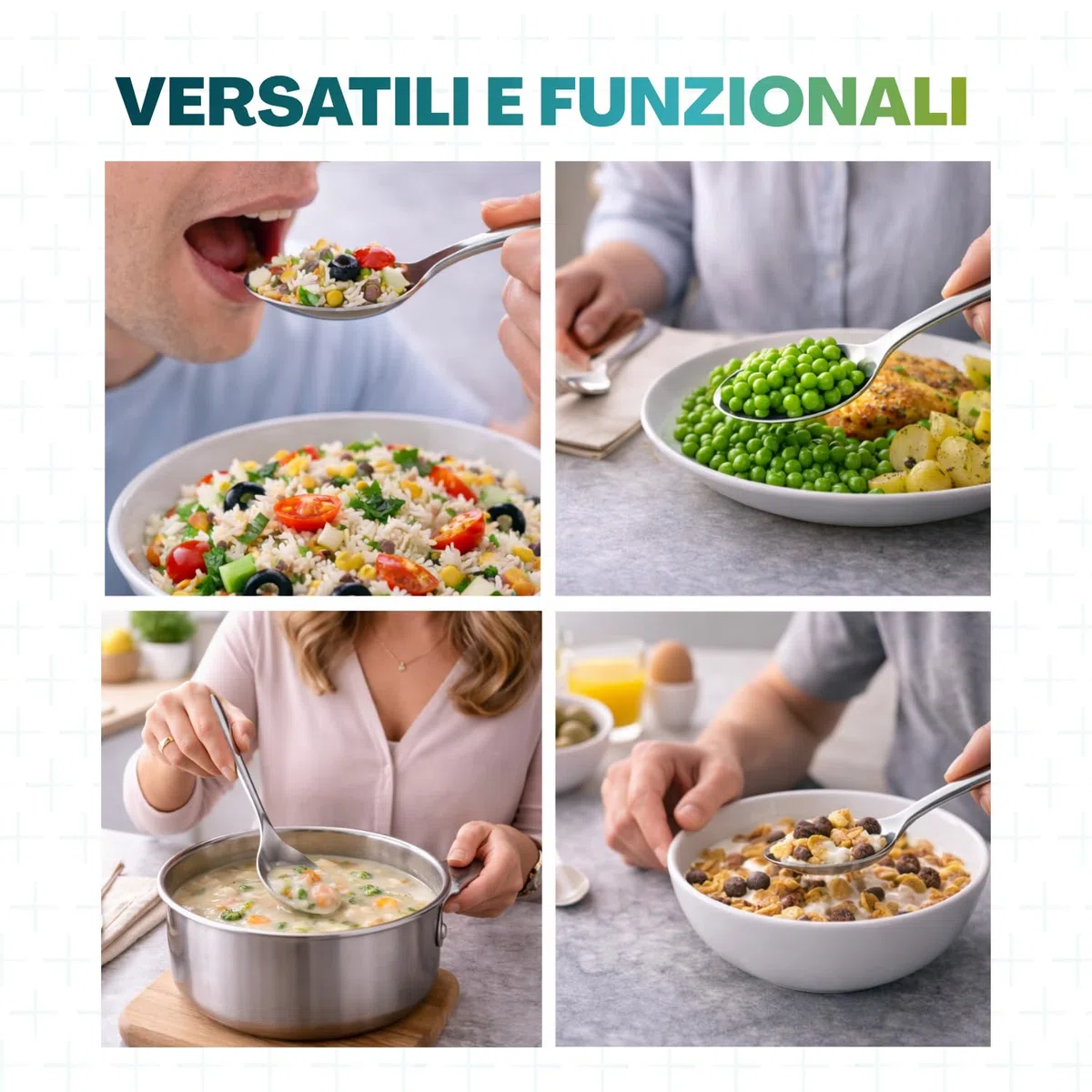 Paluplus Set 24 Cucchiaio in Acciaio Inox, Lunghezza 20,5 cm, Posate con finitura lucida, Design elegante, Lavabili in Lavastoviglie, per Casa, Cucina e Ristoranti Hotel, Made Italy -301M