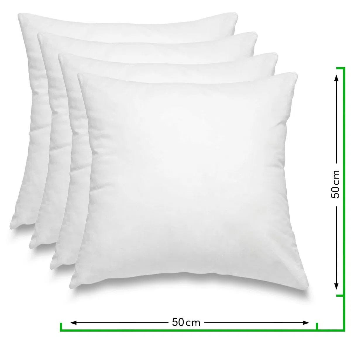 wometo Oeko-TEX, set di 4 cuscini in piuma, 100% piume, 50 x 50 – 600 g, in cotone, colore bianco e bianco