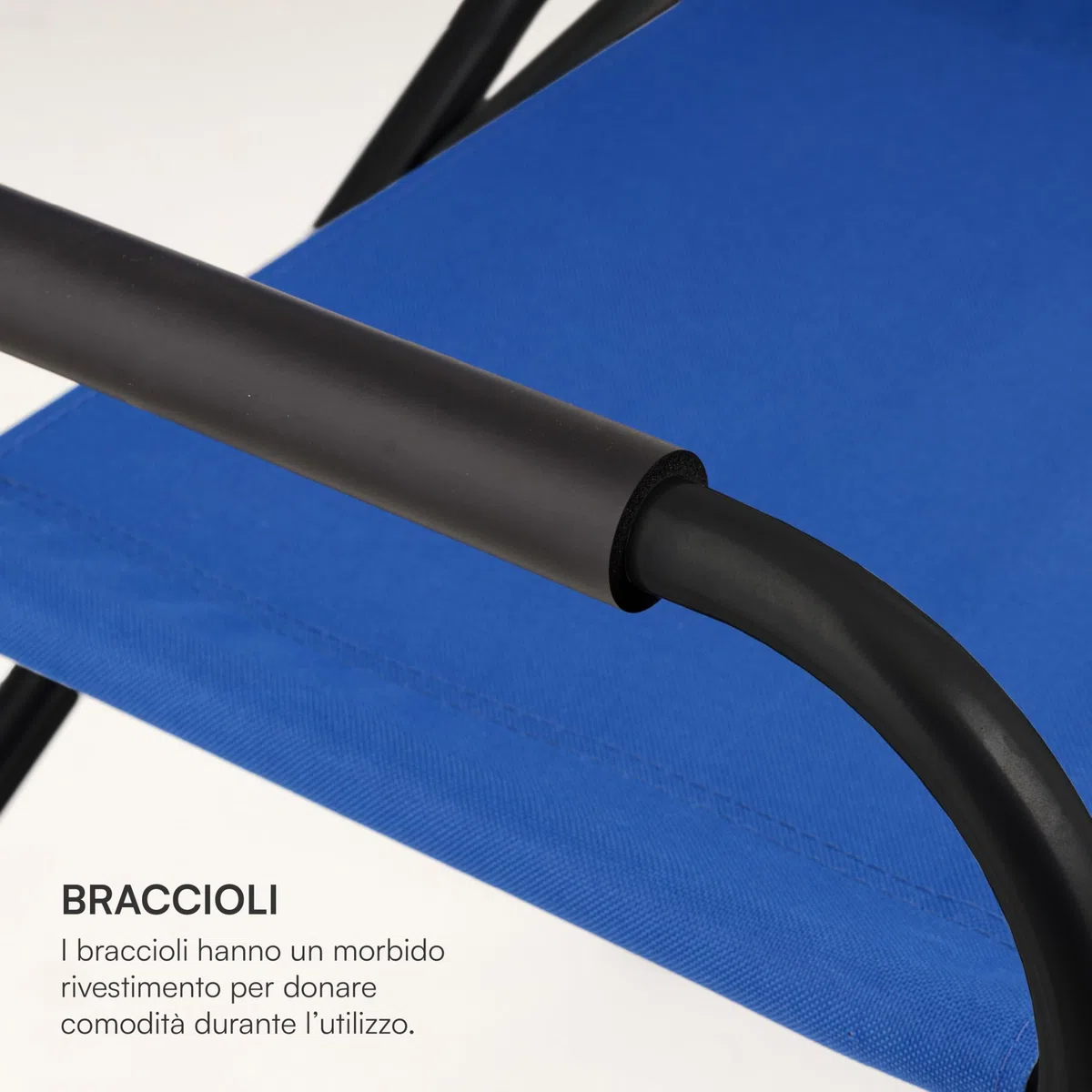 Baroni Home Sedia da Regista Pieghevole in Acciaio Tubolare, Poltrona Ergonomica Salvaspazio in Tela per Campeggio, Mare, Spiaggia, 56x44x76 cm, Blue