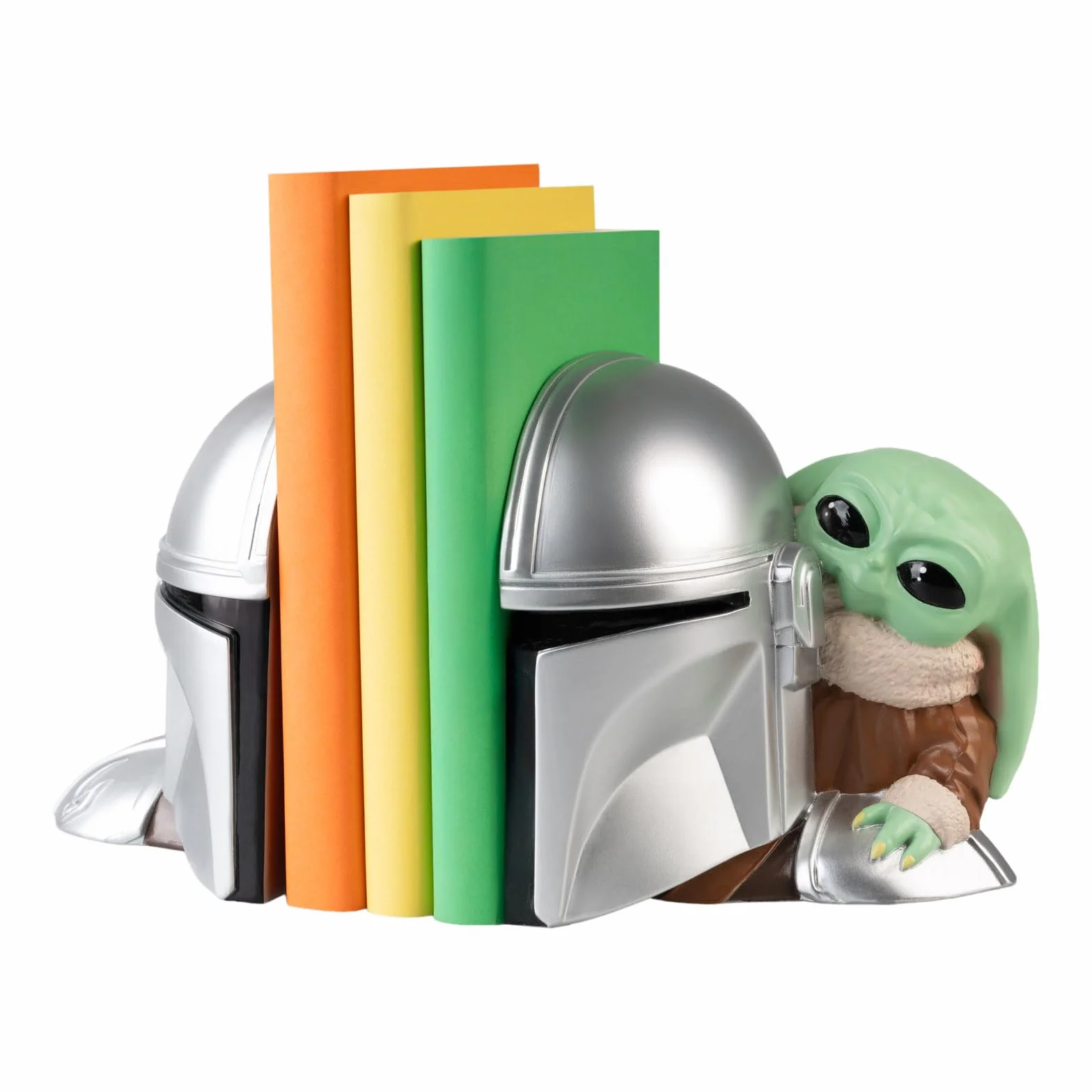 Grupo Erik Fermalibri per Mensole Star Wars, The Mandalorian e Grogu - Ferma Libri per Libreria in Resina con Casco Mandaloriano | Reggilibri Decorativo (12,3 x 15,4 x 14,9 cm)