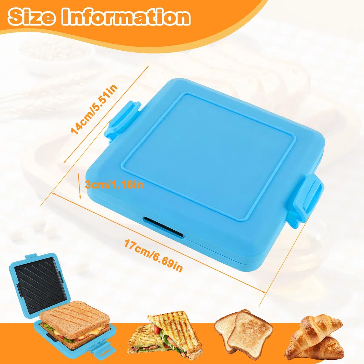 Macchina Toastie Microonde, Tostapane Piastra Toast Silicone Antiaderente Senza Fili, Pentole Toaster Sandwich Tecnologia Heatwave per Ufficio, Dormitorio, Cucinare Deliziosi Panini Croccanti (Blu)