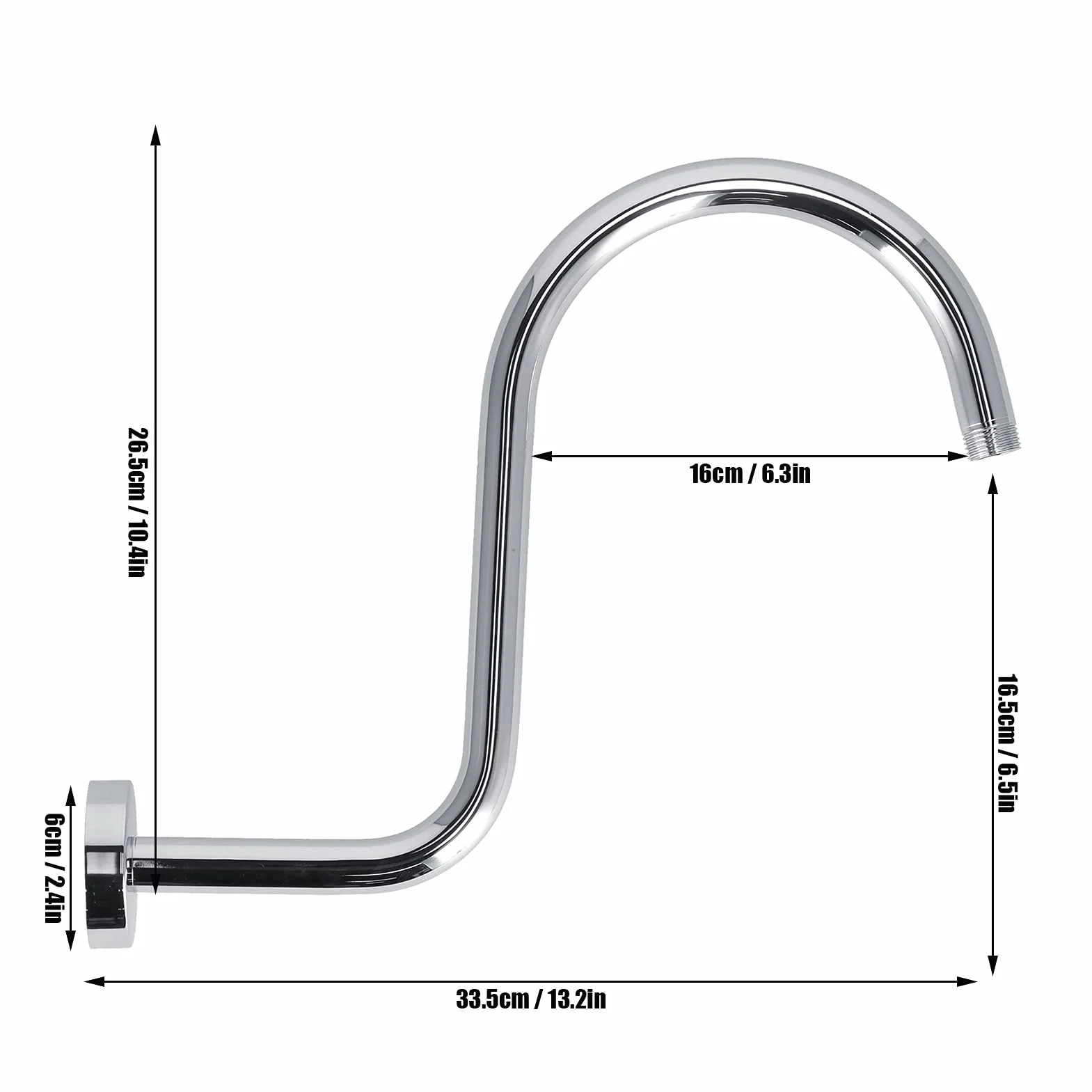 Braccio Doccia, Moderno Design a Forma di S in Acciaio Inossidabile, Estensione per Soffione Doccia LA3, per Bagno Casa Hotel