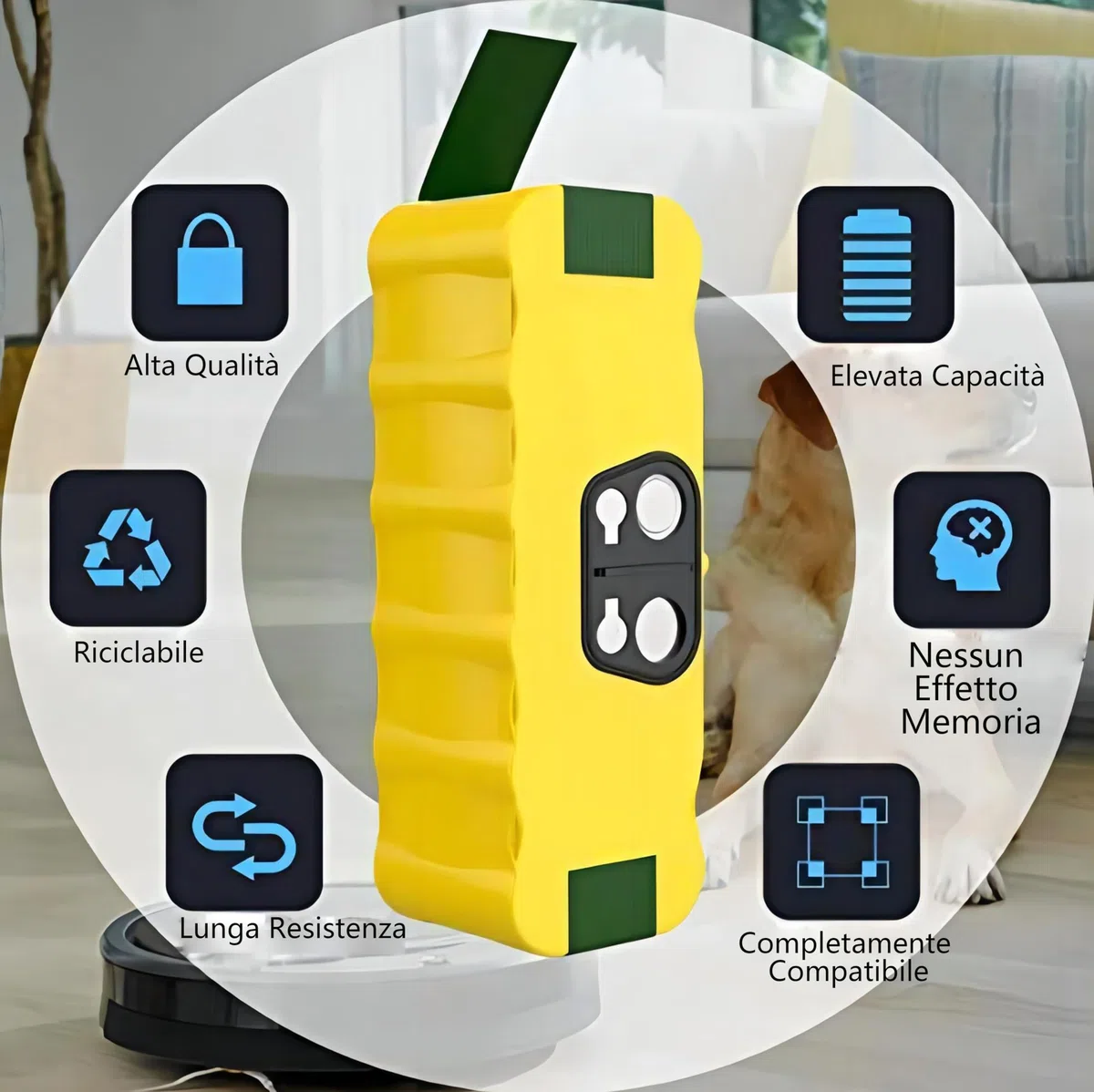 Vemico Batteria di Ricambio 14.4V 4050mAh per iRobot Roomba R3 500/600/700/800/900 Series 500/510/531/535/540/550/552/560/570/580/595/620/650/660/700/760/770/780/790/800/870/900
