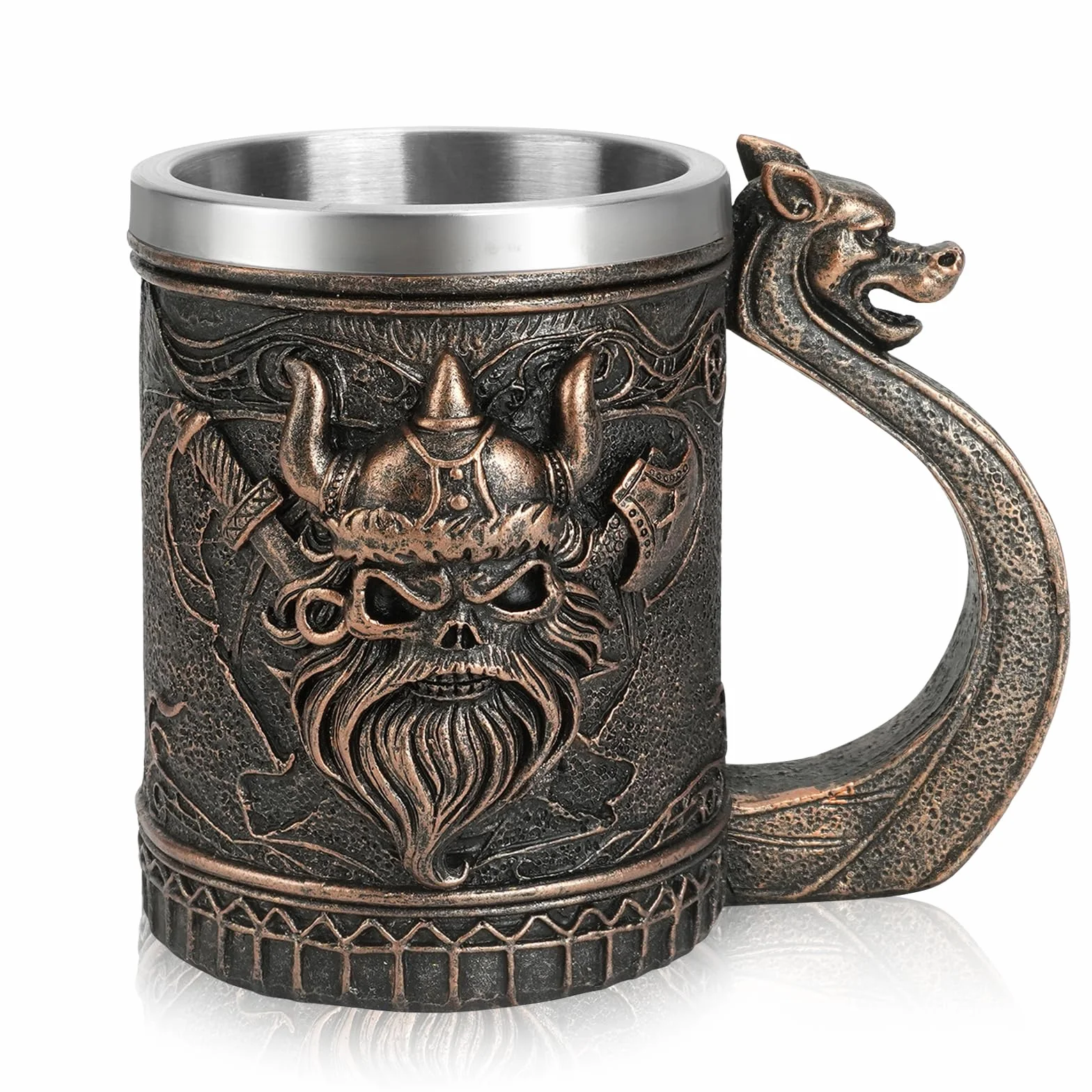Nave vichinga Drakkar Boccale da birra in acciaio inox, tazza vichinga, boccale da birra vichinga, regali vichinghi per uomini, adatto per la regali per la festa del papà, Oktoberfest (Stile 2)