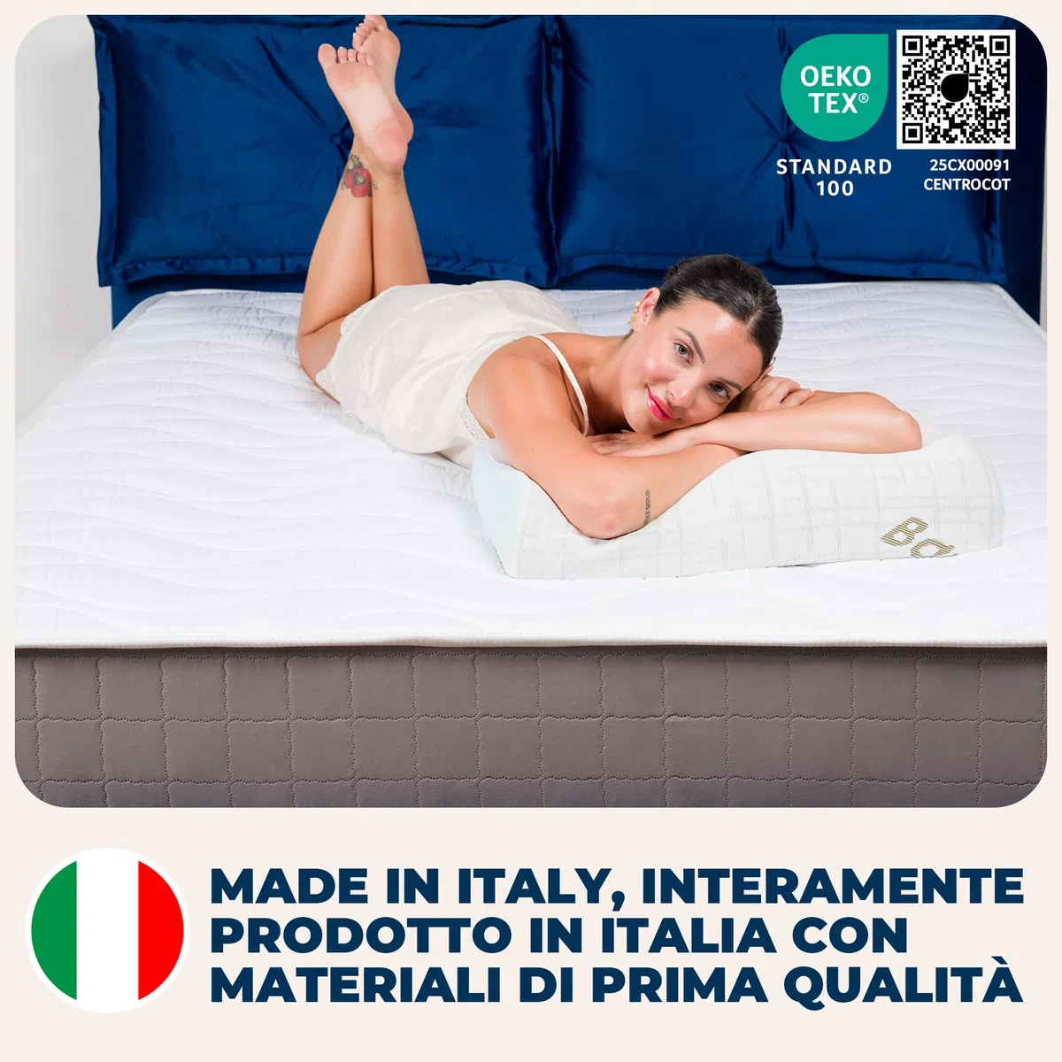 Materasso una Piazza e Mezza 120x200 Memory Foam 20 cm Reversibile 2 Lati (Topper Morbido+Lato Rigido) 100% Made in Italy per Letto, Traspirante, Anallergico, Antiacaro e con Rivestimento Premium