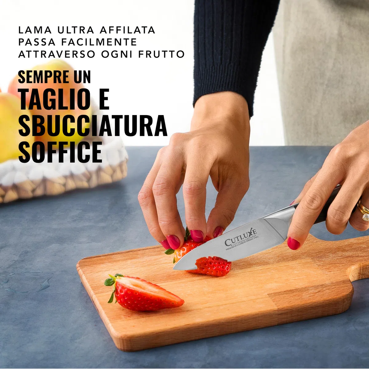 Cutluxe Coltello Spelucchino Professionale, 9cm, Coltello da Verdura per Sbucciare, Acciaio al Carbonio, Lama Affilata e Resistente, Artisan Series