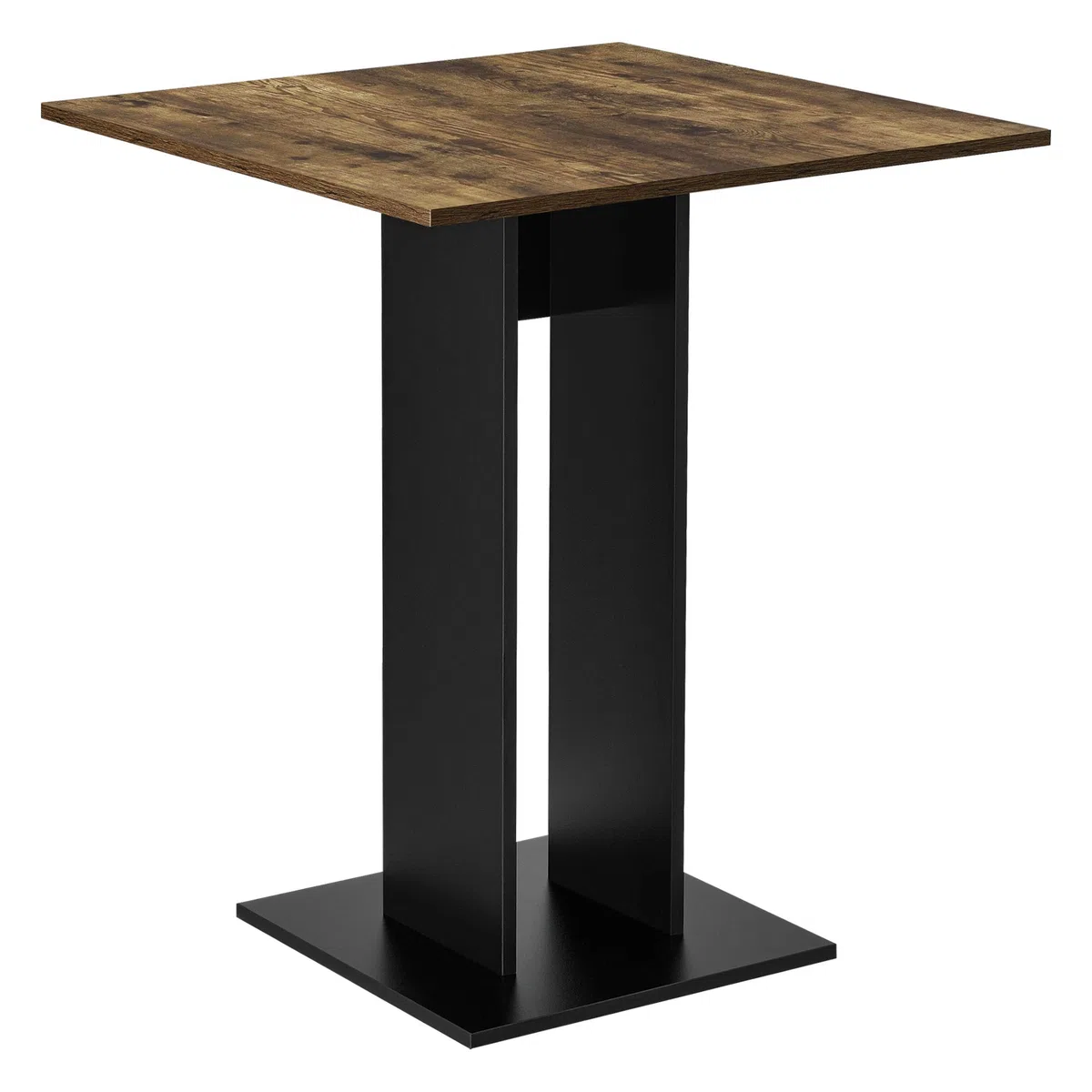 [en.casa] Tavolo con Piano Quadrato da Cucina Tavolo a Colonna da Bar per Sala da Pranzo Monolocale Angolo Cottura 65 x 65 x 78 cm - Effetto Noce/Nero