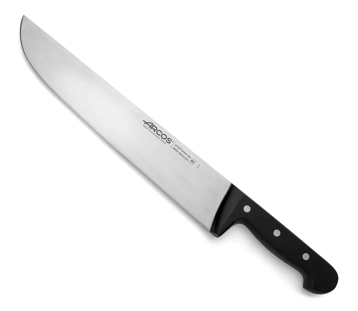 Arcos Coltello da Macellaio con Lama in Acciaio Inossidabile Nitrum 300 mm – Manico Ergonomico in Poliossimetilene POM, Coltello Professionale – Nero, Serie Universal