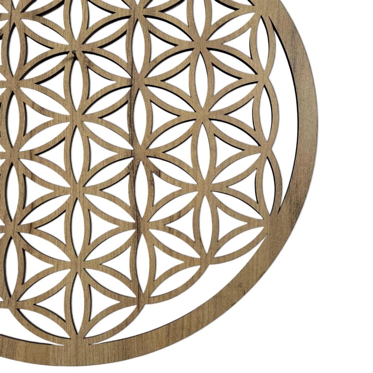 SENTOP HDF0168 Fiore della vita in legno, decorazione da parete con mandala, decorazione in legno (rovere dorato, 40 cm)