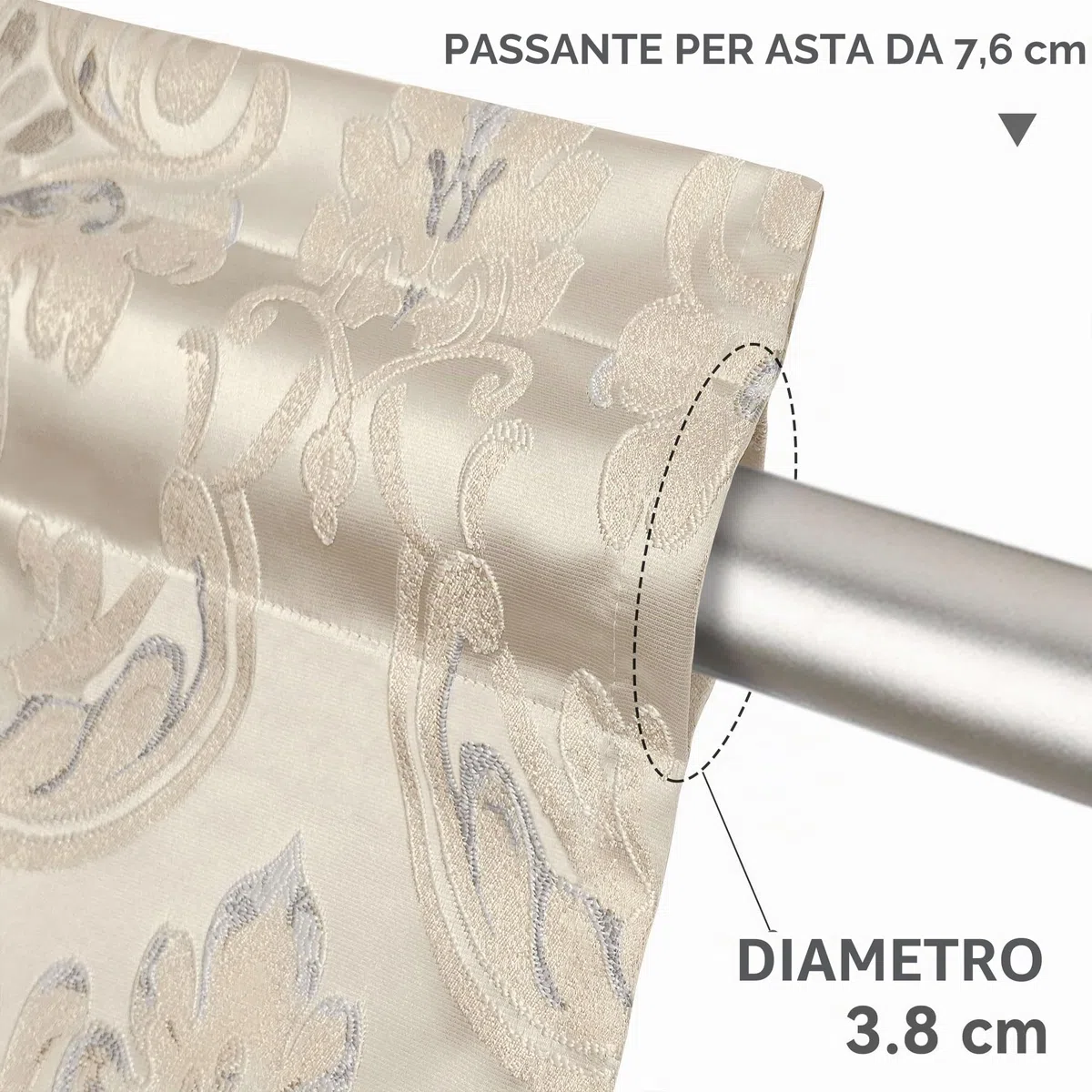 Tenda per Finestre 137x46cm, Mantovana Damascata con Nappe, Tenda Corta per Camera da Letto Soggiorno Cucina, Decorazione Natalizia (Champagne Limpido)
