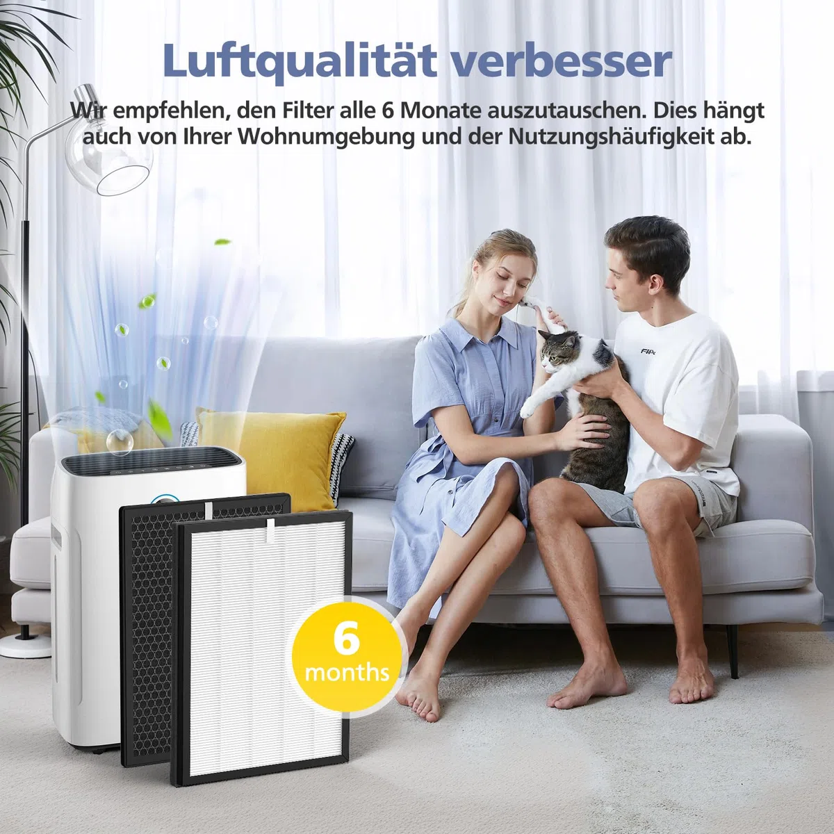 2 filtri di ricambio compatibili con purificatori d'aria Philips 1000 e 1000i, filtro HEPA per AC1214/10 e AC2729/10, filtro di ricambio FY1410/30 e FY1413/30 (1 filtro HEPA + 1 filtro a carbone