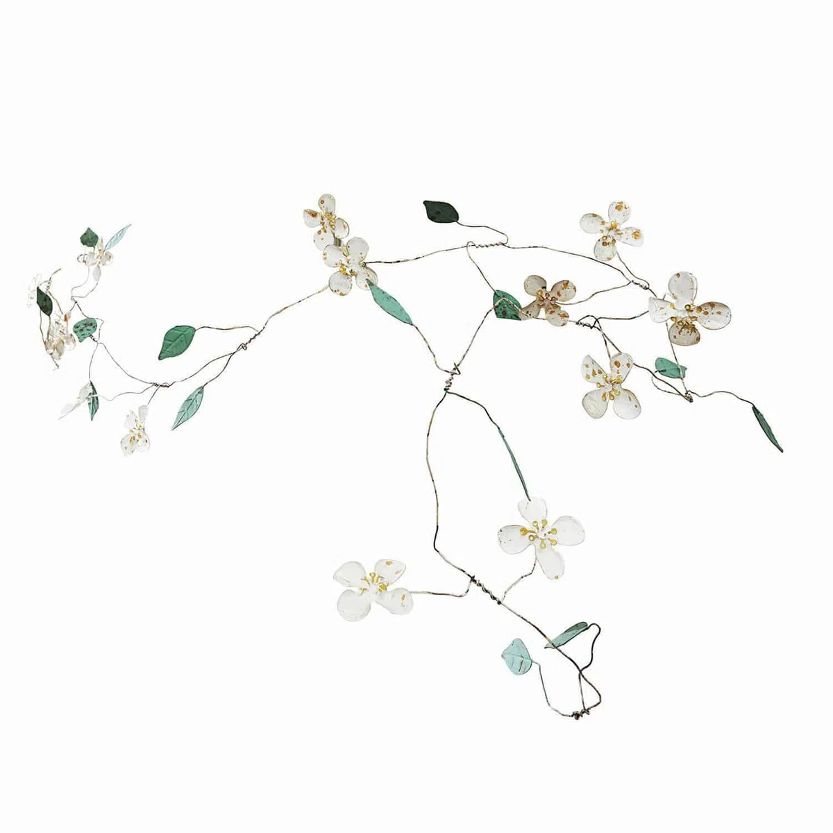 Loberon Sambucus Festone - Delicati Fiori in Ferro - Fine Lavoro Artigianale, Verde