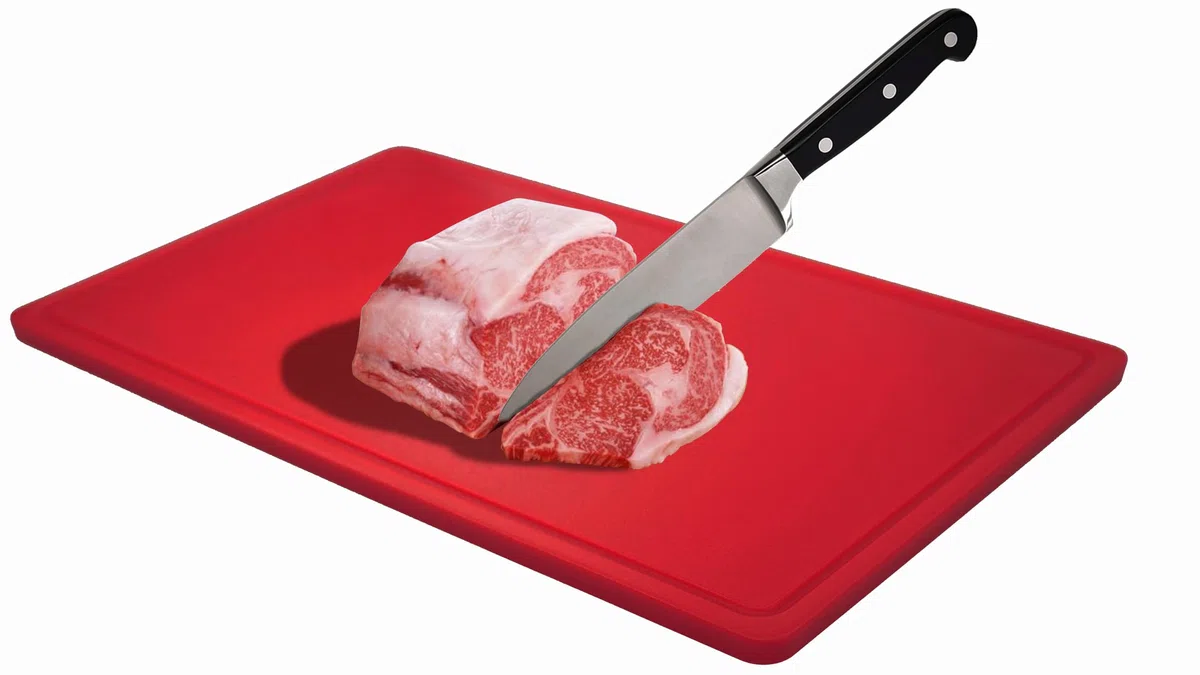 METRO Professional Tagliere GN 1/1, Polietilene ad alta Densità (HDPE), Lavabile in Lavastoviglie, Rettangolare, Rosso