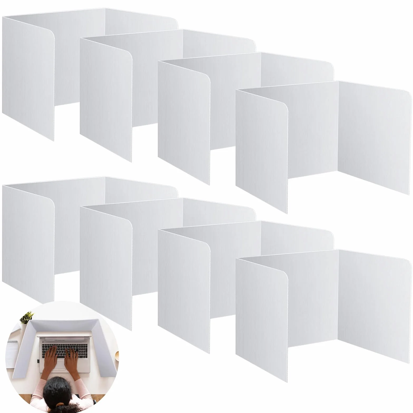 DAZZTIME 8 Pezzi Divisore da Scrivania,Divisorio da Tavolo,Divisori da Scrivania for La Privacy Dell'ufficio,deflettore divisorio Pieghevole Multiuso,Giuntura a U,Forte e per Scuola,Ufficio,Bibliotec