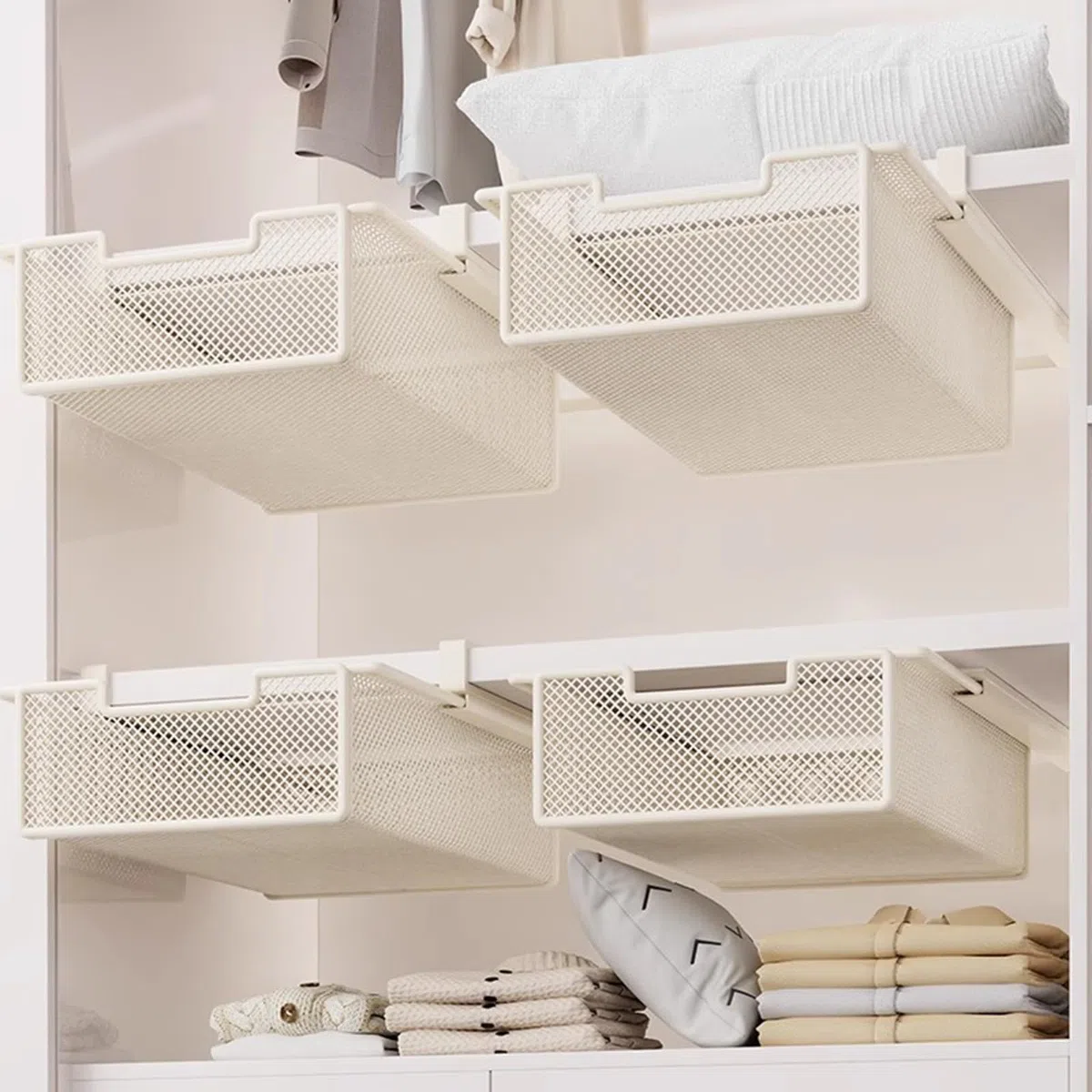 Cestelli Sottomensola, Mensola 37x25x12 Cm, Cesto Portaoggetti Sospensione, Cestino, Cassetto, Organizer per Riporre Oggetti Sottopensile Appende a Superfici Spessore Inferiore a 2,5 Cm