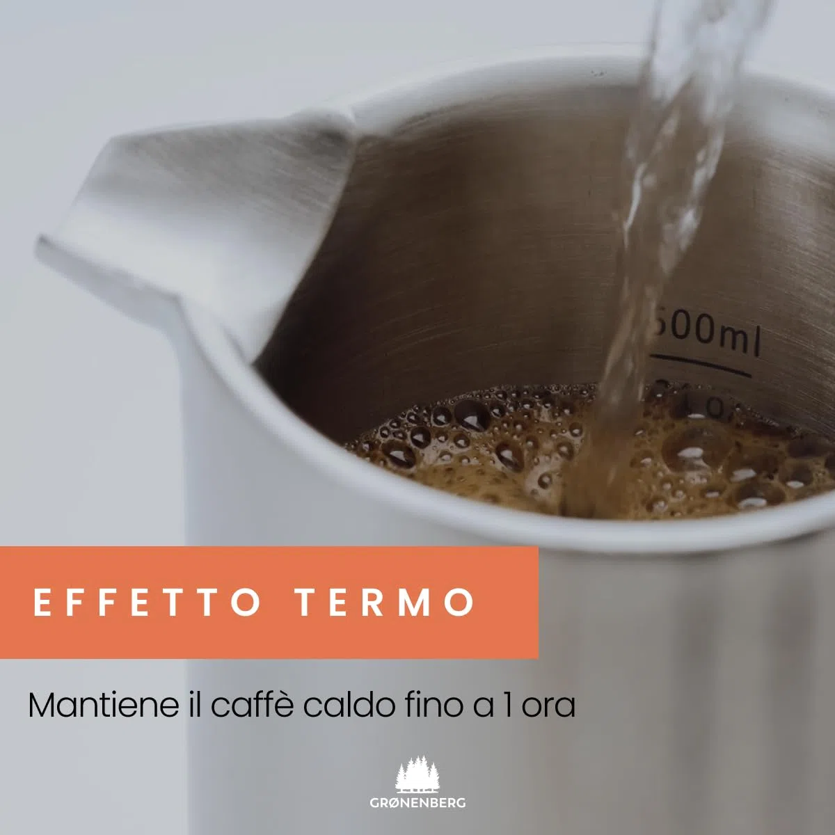 Groenenberg French Press 350ml (2 Tazze) l Caffettiera francese in acciaio inox l Caffettiera pistone con filtri di ricambio e funzione termica