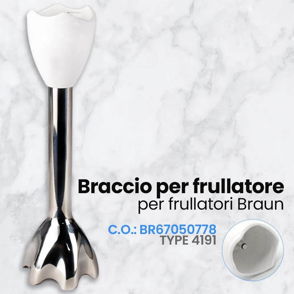 Anakel Home Braccio di Ricambio per Frullatore a Immersione compatibile con Braun Multiquick 5 e Minipimer 3 Con Accessorio a 4 Onde e 2 Lame in Acciaio Inossidabile