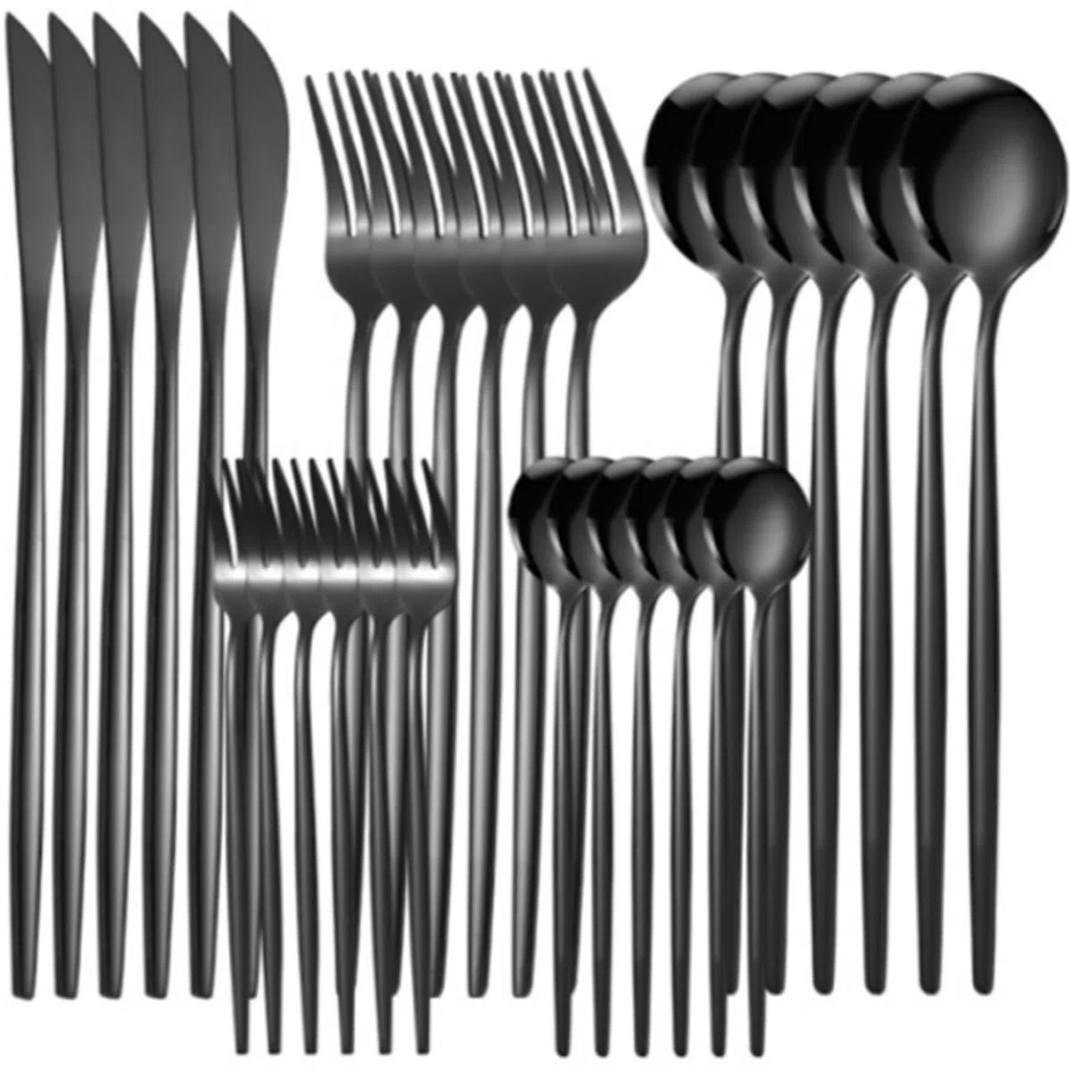 Set di argenteria di argenteria da 30 pezzi da cucina set di argenteria nera con set di utensili in acciaio in acciaio inossidabile set di bistecca per colti