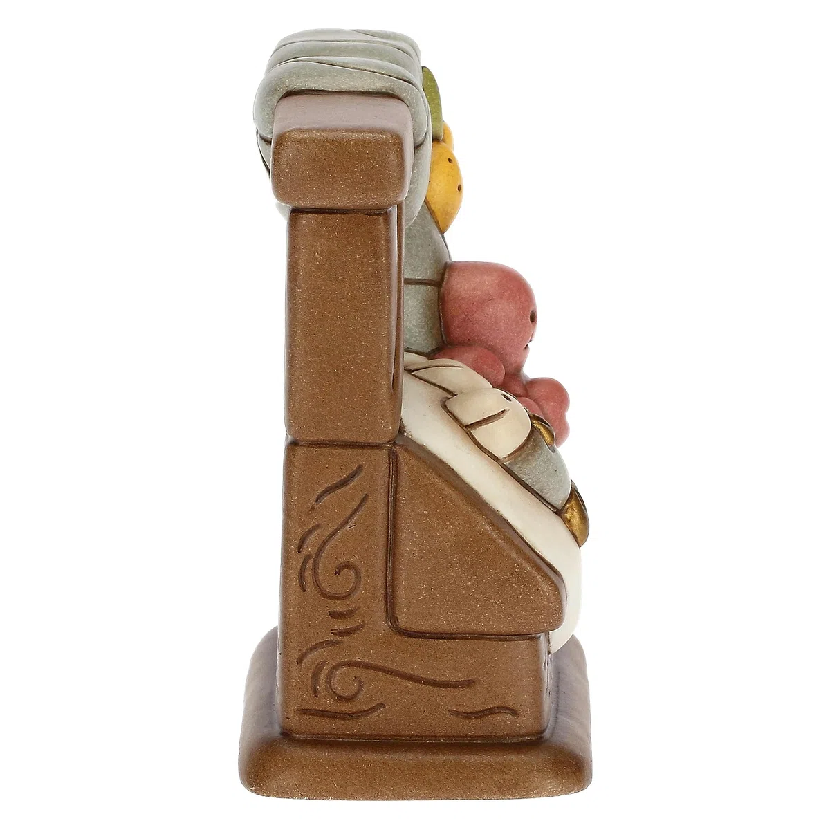 THUN, Banco del Pesce in Ceramica Decorata a Mano, Linea Presepe Classico, Decorazioni Natale Casa, 8.3x4.8x9 cm h
