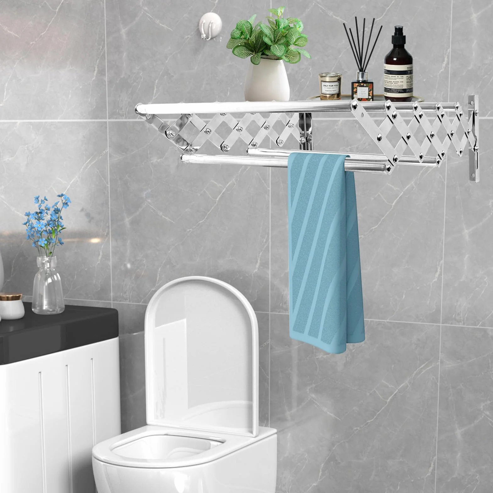 Stendibiancheria da parete allungabile, pieghevole, estensibile con 7 aste, per bagno, balcone, lavanderia