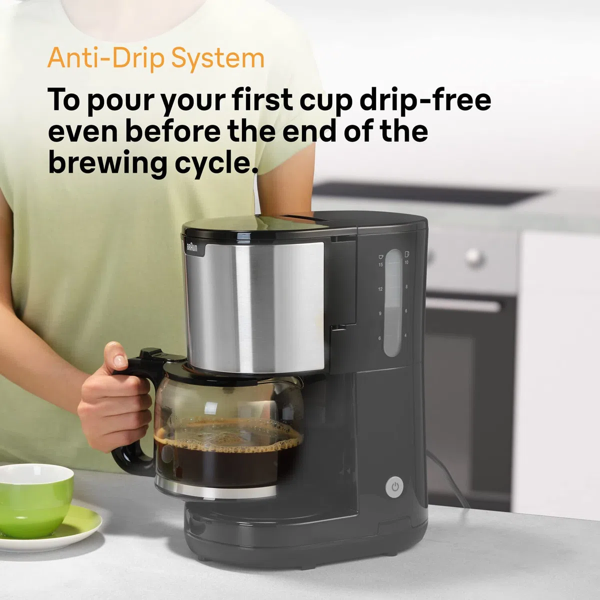 Braun Household PurShine KF 1500 BK - Macchina da caffè con filtro con caraffa in vetro per fino a 10 tazze, sistema OptiBrew, spegnimento automatico, 1000 Watt, colore: Nero