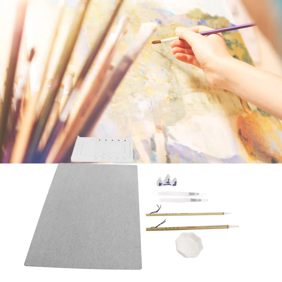 Water Doodle Mat Tavolo da disegno Acqua trasparente Scrittura PP Piastra inferiore riutilizzabile Supporto pieghevole Buddha Meditation Art Board per l'apprendimento