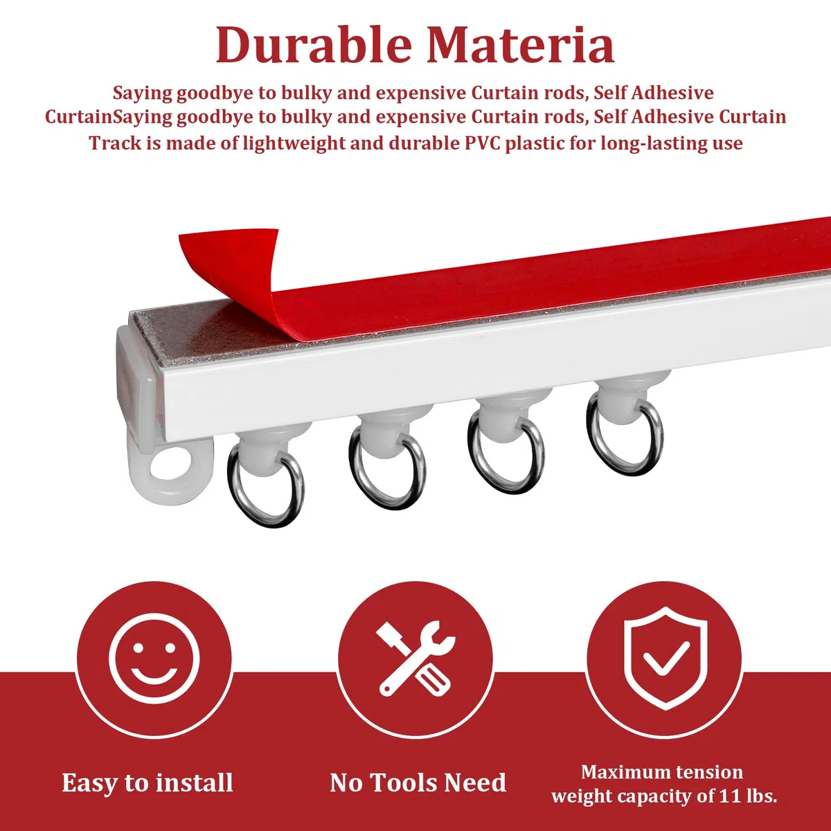 Binario Tenda Soffitto Autoadesivo, 14 * 41cm/570cm Soffitto Tenda Track Kit, Monte Soft Finestre Binario per Divisore per Stanze, Camper, Tende da Doccia, Camere da Letto e Finestre