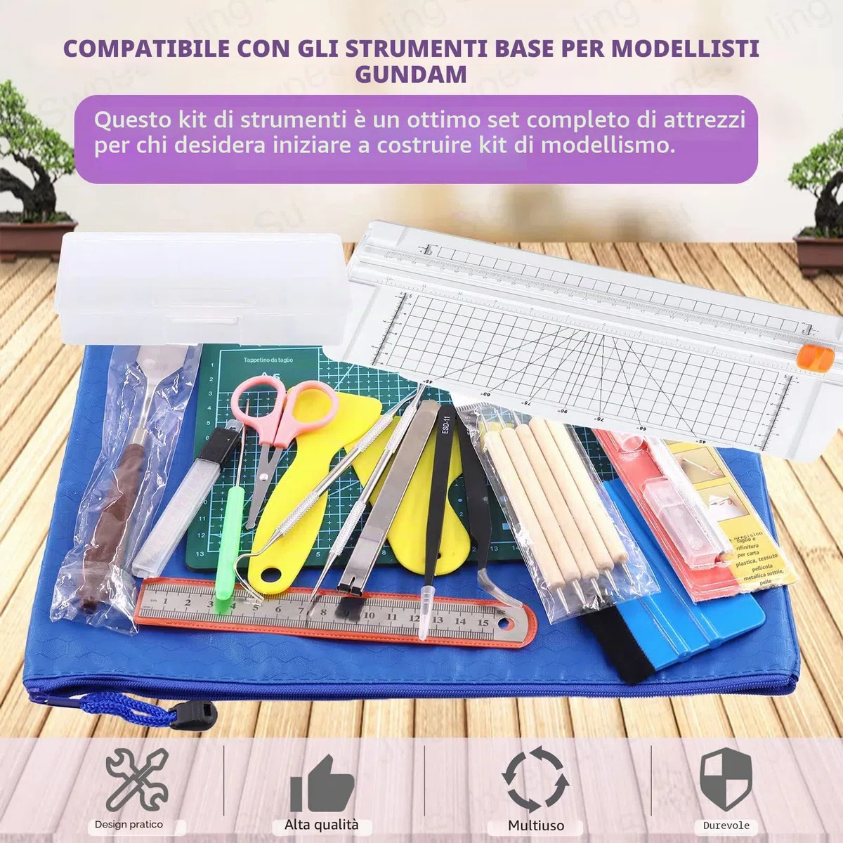Swpeet Set di 42 strumenti per diserbo di precisione, tra cui taglierina pieghevole piccola, gancio per diserbo, coltello, tappetino da taglio, spatola per diserbo vinile, scrapbooking