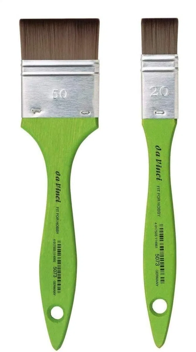 DaVinci ESPACE BEAUX ARTS da Vinci Pennello Mottler Serie 5073, Fibra Sintetica, Verde,Dimensioni 20 mm, 50 mm. Set 2 Pezzi. Prodotto in Germania.