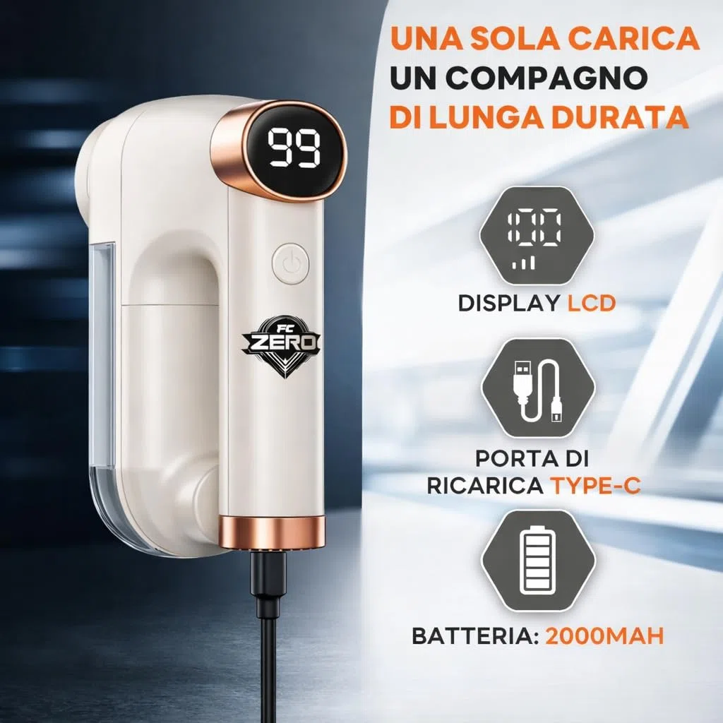 FC ZERO Levapelucchi Elettrico Ricaricabile USB con 6 Lame in Acciaio Inox, 3 Velocità, Contenitore 300ML, Rimuovi Pelucchi per Maglioni, Cappotti, Divani e Tessuti, Batteria 1200mAh, Spazzola Pulizia