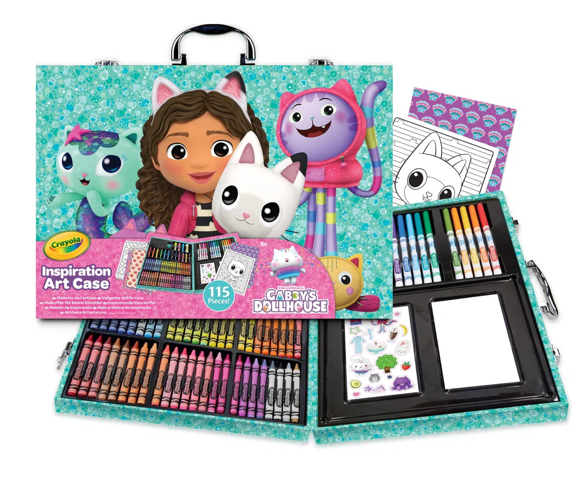 CRAYOLA - Valigetta dell'Artista Gabby's Dollhouse, Kit Creativo con 115 Pezzi, Pennarelli, Matite, Cere, Colle Glitter, Adesivi, Fogli da Colorare, Regalo per Bambini, da 5 anni, 04-2966