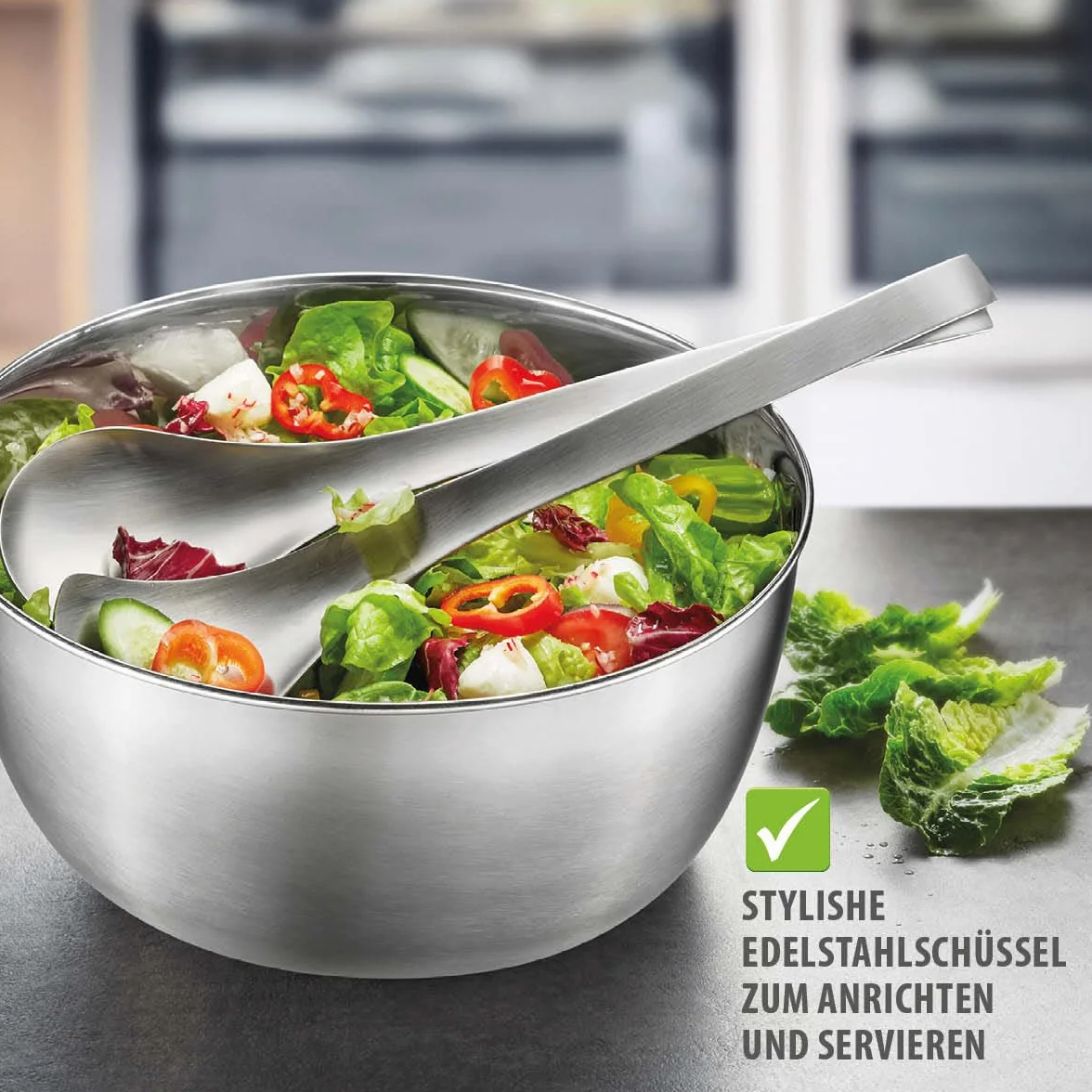 GEFU GF28180 - Centrifuga per insalata, Ø 25 cm, H 17,2 cm, 3 litri, argento