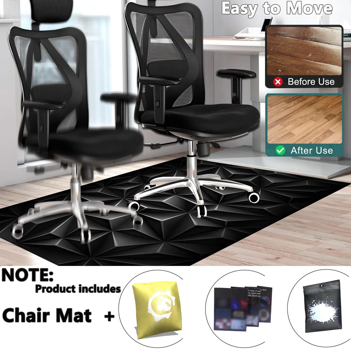 Tappeto Sedia Gaming 60 x 120 cm, Tappeto Sedia Ufficio, Tappeto Salvapavimento Antiscivolo, Tappeto per Sedia con Ruote, Tappetino per Sedia da Scrivania, Tappetino Protettivo per Pavimenti Duri
