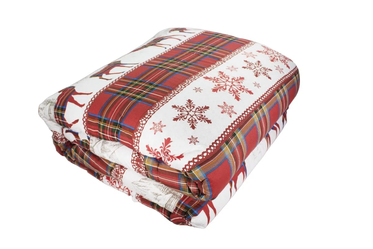 Tata Home Trapuntino Copriletto Trapuntato Primaverile Estivo 100 gr/mq Quilt Leggero Letto Due Piazze Matrimoniale 260x260 cm Fantasia Alpina Made in Italy Mod. Baita Livigno Rosso