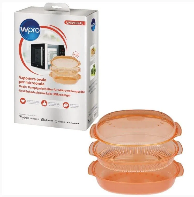 Franza per Wpro - vaporiera ovale universale 340 x 220 mm. per la cottura a vapore nel forno a microonde - 484000008885 - C00385926 - STM250
