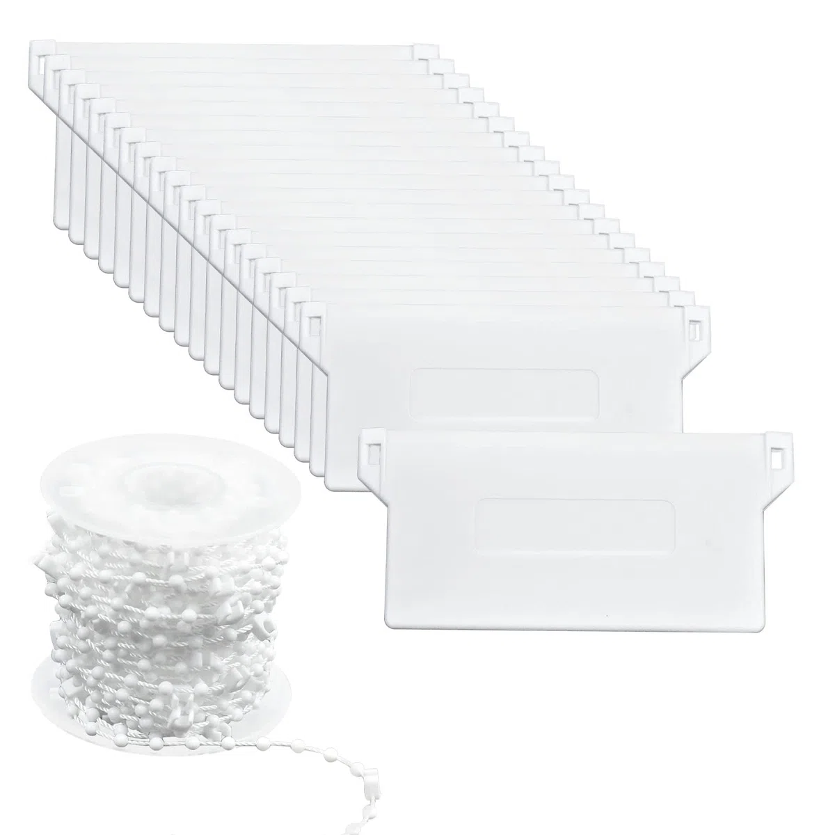 20 Pezzi Pesi di Tende Verticali & 10 m Catena per Tende Verticali, Stecche Doghe Dei Pesi Inferiori, Ricambio Lamelle per Accessori Tende Verticali Ufficio Casa Camera, Bianco (127 mm)