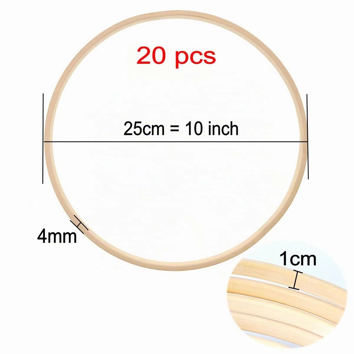 JZK, 20 cerchi in legno da 25 cm, per macramè, per acchiappasogni in legno, anelli floreali per ghirlande da appendere alla parete