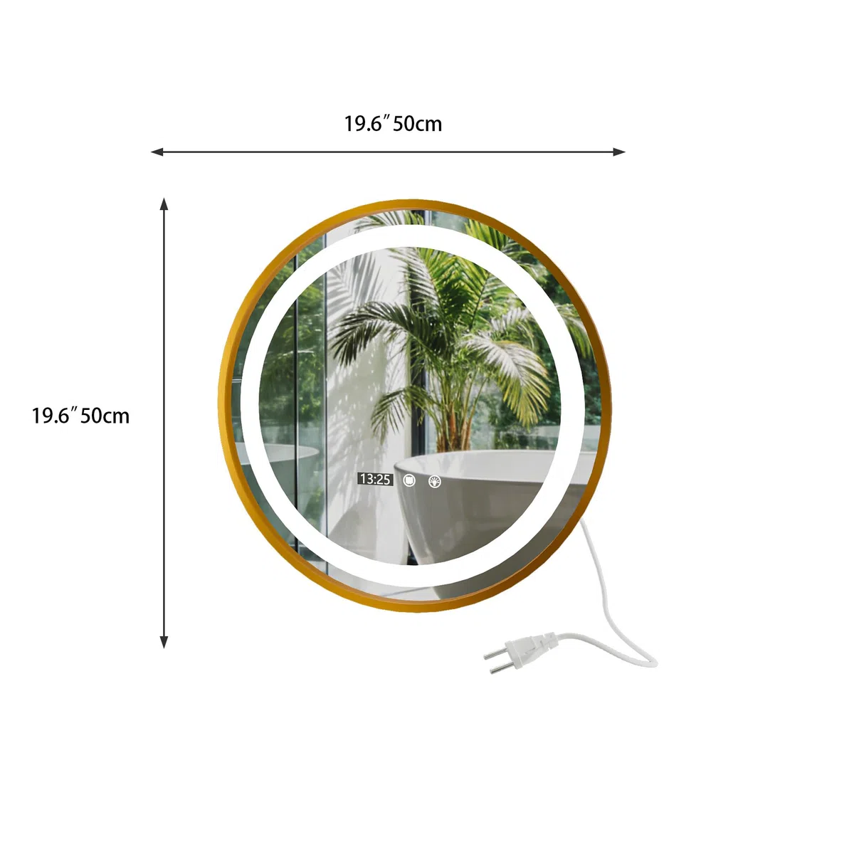 Specchio Bagno con Luce LED a 3 Colori Rotondo, Specchio led bagno con Antiappannamento,3000K-6000K Luminosità Regolabile,Impermeabile IP44, Funzione Memoria, Adatto per Bagni e Parrucchieri (50x50cm)