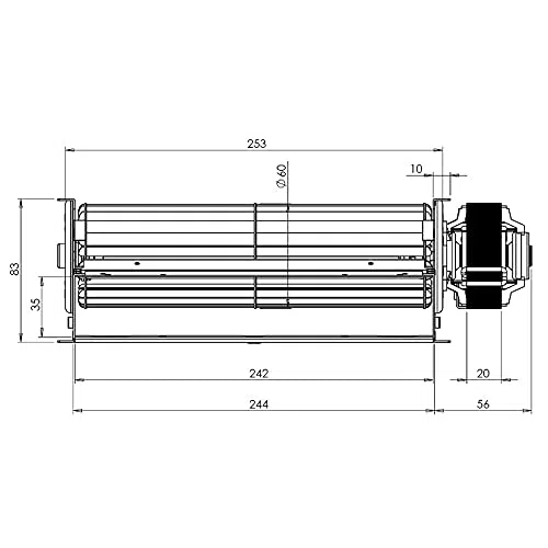 Easyricambi Ventilatore tangenziale Trial THS24B6 026 TFA661-D6 Stufa a Pellet Lungo 309mm Bocchetta 242x35 mm