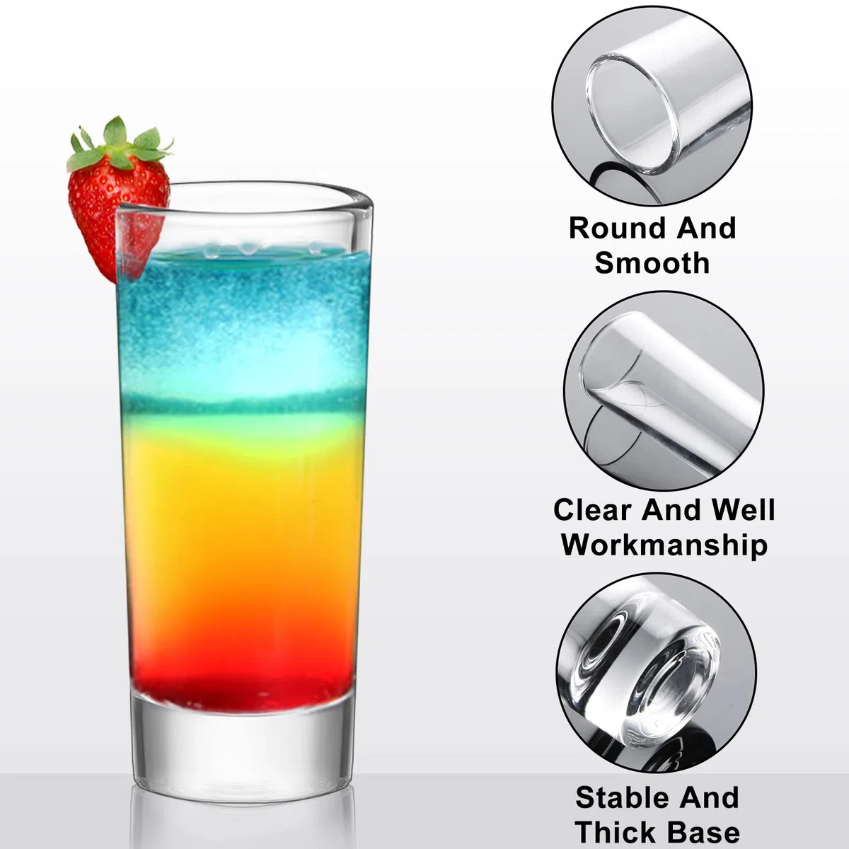 SuproBarware Set regalo: set di bicchieri da tiro, 56,7 g/60 ml, in vetro alto, set di 24 bicchieri trasparenti con base pesante, rotondi da roccia, riutilizzabili per vodka cocktail