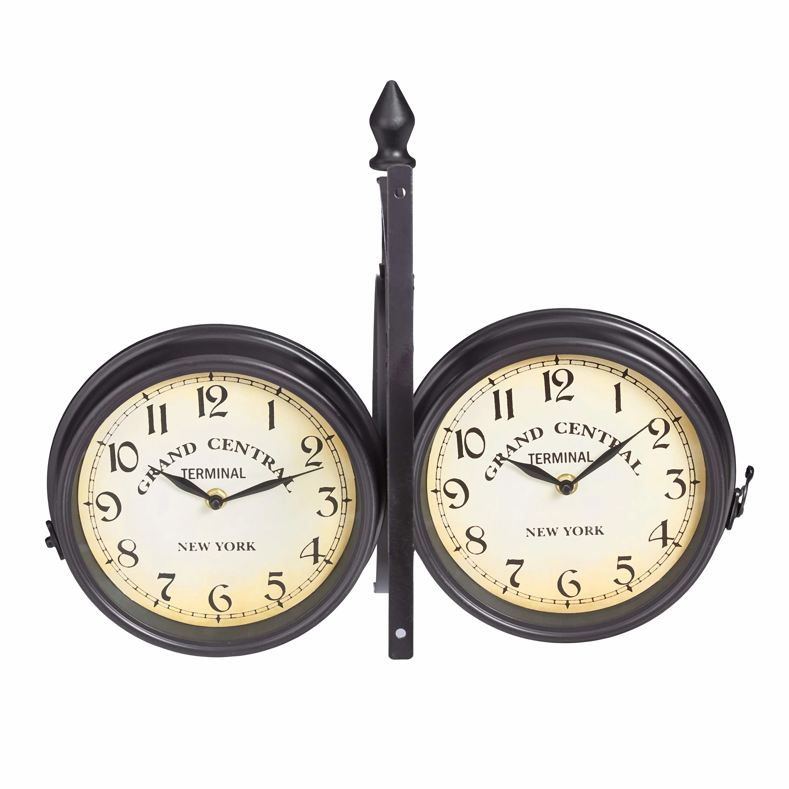 Relaxdays Orologio Ferroviario, a Batterie, Bifacciale, Vintage, New York, Retrò, HLP 35 x 35 x 10 cm, Nero