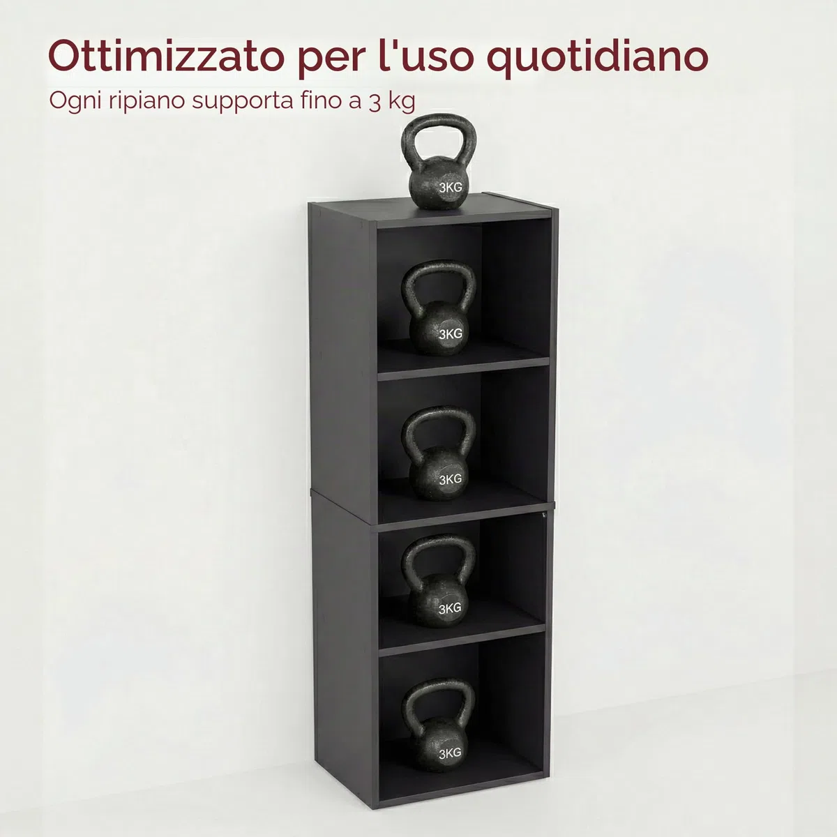 Vida Designs Oxford 4 Ripiano Cubo Libreria, Moderno Space-Saving Mobile contenitore for Soggiorno, Camera da letto or Ufficio, Autoportante Esposizione Shelf, H106xW32xD24cm (Nero)