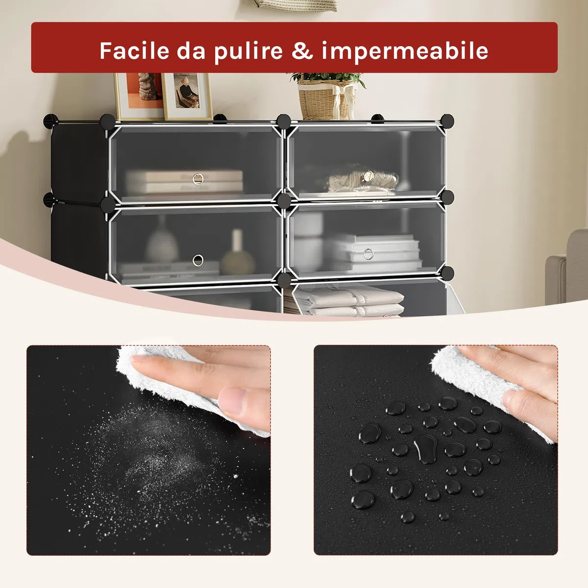WOLTU Scarpiera Slim Armadio da Ingresso Porta Scarpe Salvaspazio Mobiletto Modulare a 10 Ripiani, di Plastica Nero